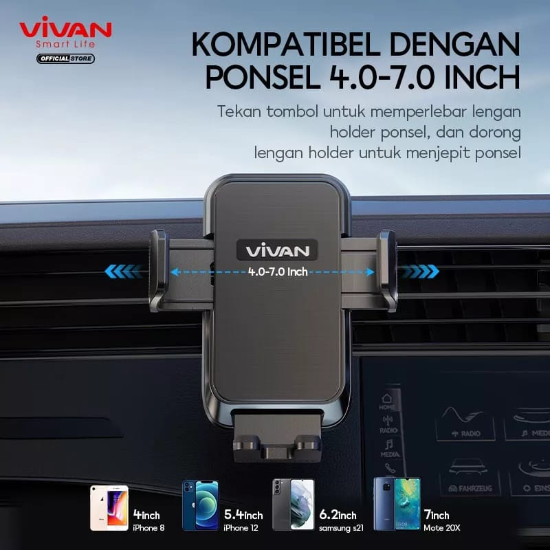 VIVAN Car Holder Air Vent CHS14 Suction Car Mount Mobile Phone Holder Mobil