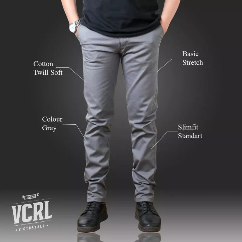 CELANA PRIA CHINO Slim fit Panjang Kerja kantor Santai Liburan Cowok Gentleman 27 - 38