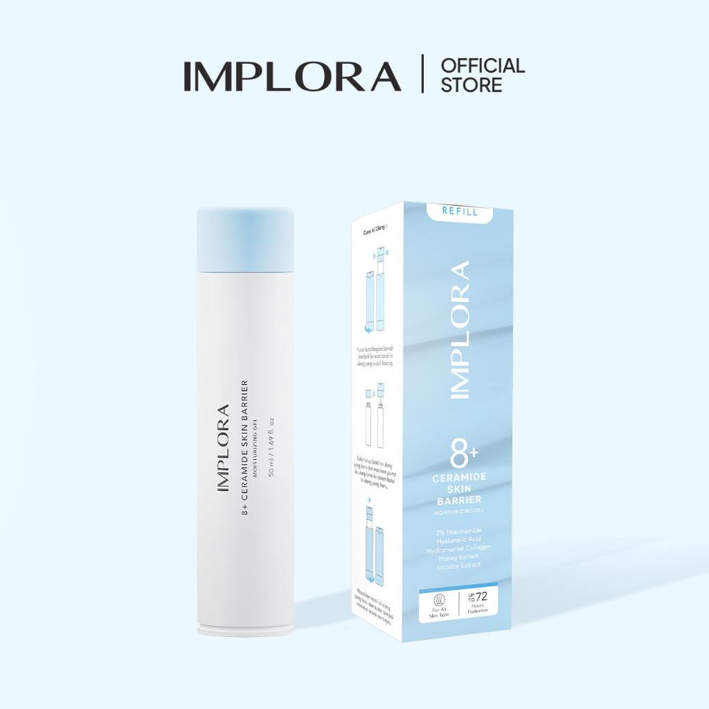 *RM* Implora 8+ Ceramide Skin Barrier Moisturizing Gel - Moisturizer Ceramide Implora 50ml - Refill Ceramide Moisturizer skin Barrier 50ml