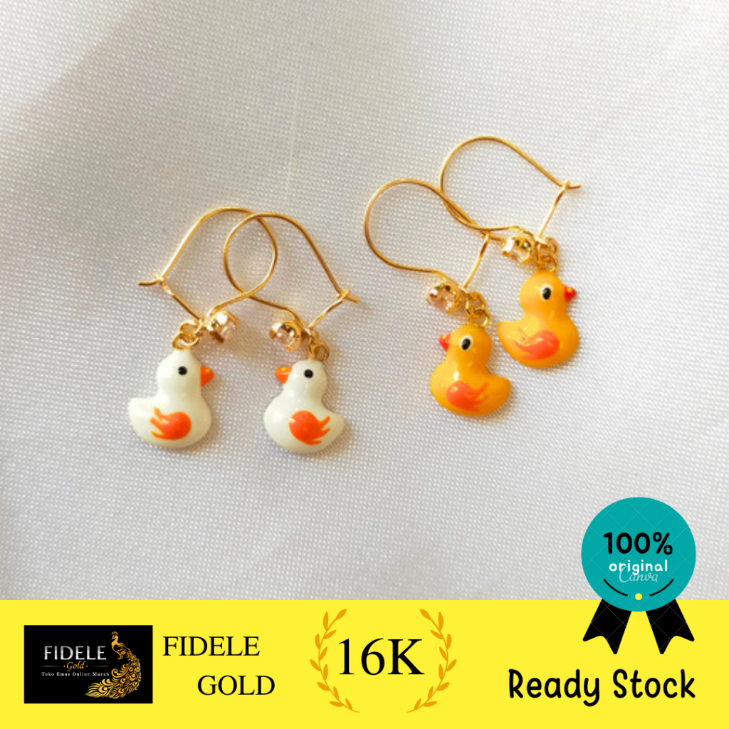 Anting anak bebek angsa bebe kuning bebek putih emas 700 emas tua