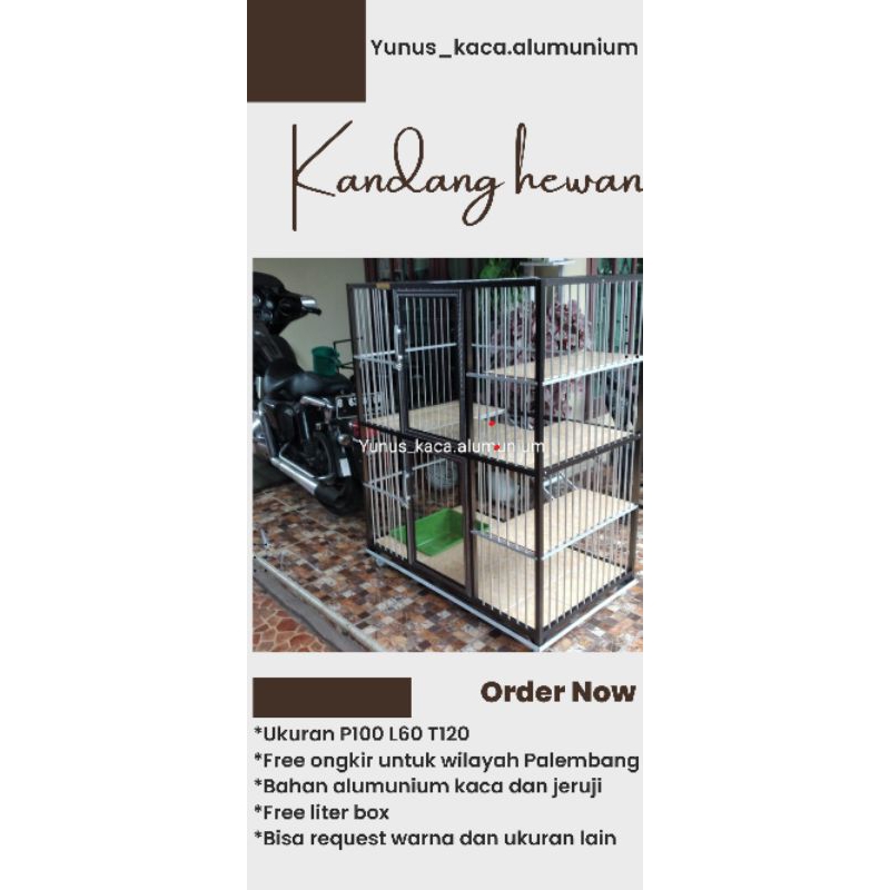 KANDANG HEWAN ALUMINIUM / KANDANG KUCING ALUMUNIUM P100 L60 T120 HANYA PALEMBANG