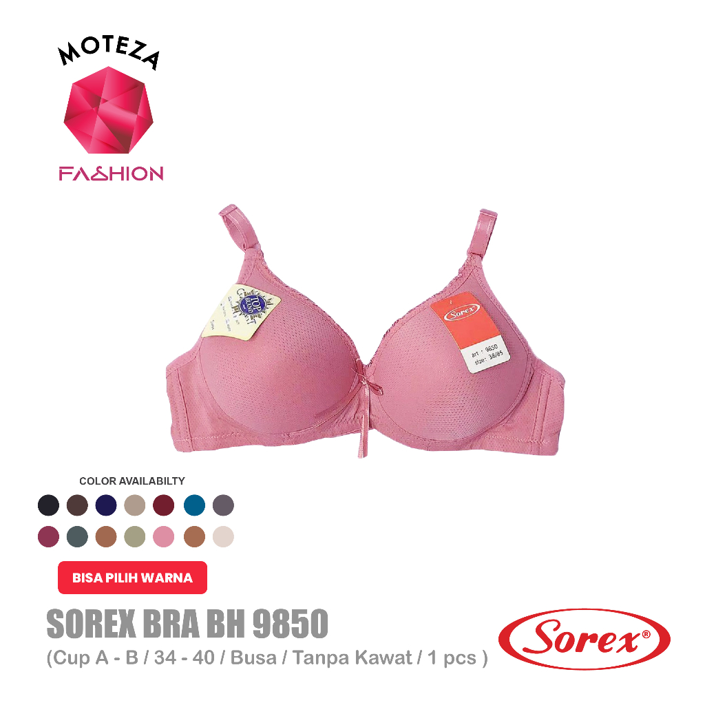 Sorex Bra - BH 9850 - Busa Cup A - B / Tanpa Kawat - Extra Comfort - Uk 34 - 40