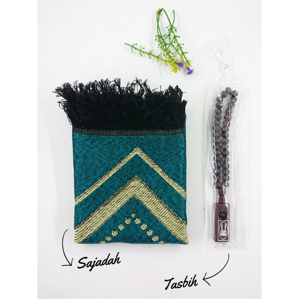 SOUVENIR &quot;A&quot; TAHLIL, YASINAN PENGAJIAN DAN OLEH OLEH HAJI/ UMROH - TASBIH KAYU DAN SAJADAH KECIL