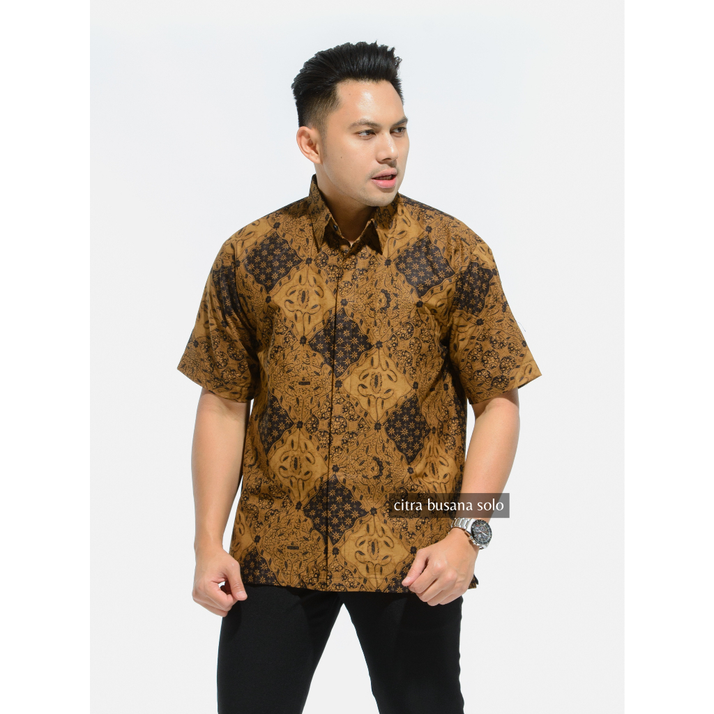 SIDOJAYA PENDEK Kemeja Batik Pria Full Furing Bahan Katun Primisima