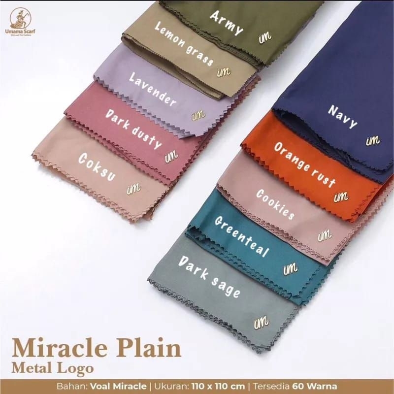 (SEGIEMPAT UMAMA MIRACLE PLAIN) •jilbab segiempat polos•umama scraf voal