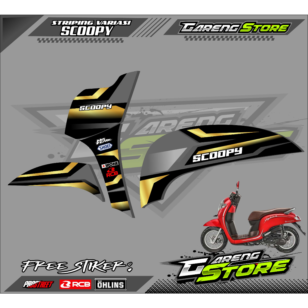 STRIPING VARIASI LIST MOTOR SCOOPY STYLISH / STICKER VARIASI HONDA SCOOPY  STYLISH