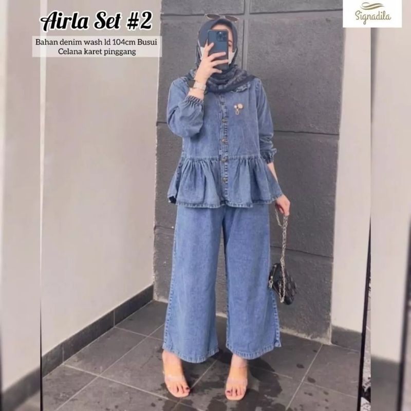 READY JS. AIRLA SET 2 ● AIRLA SET  ZARA SETELAN JEANS WASH