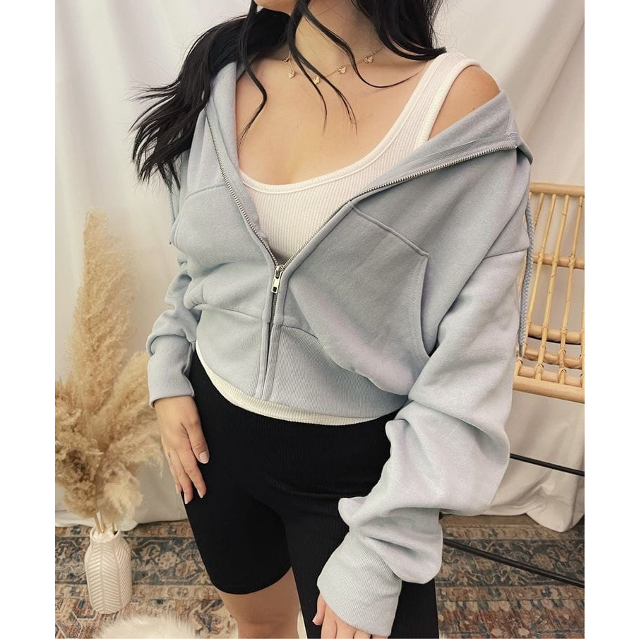 Sweater Wanita Zipper Nami Crope