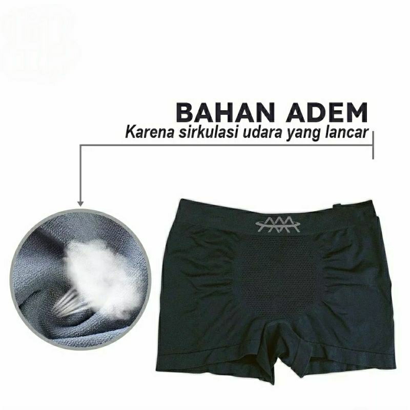 Celana Dalam Pria Boxer 5D Magnetic Therapy Kesehatan 1 Box isi 3 Pcs