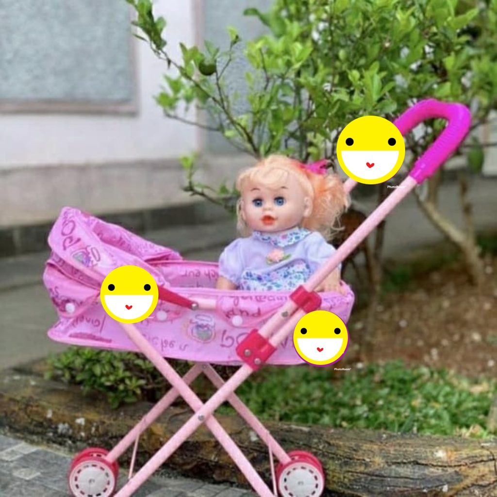 Mainan Boneka Barbie + Stroler Stroller Bisa Bicara Nangis Tertawa mainan anak cewek perempuan bayi 