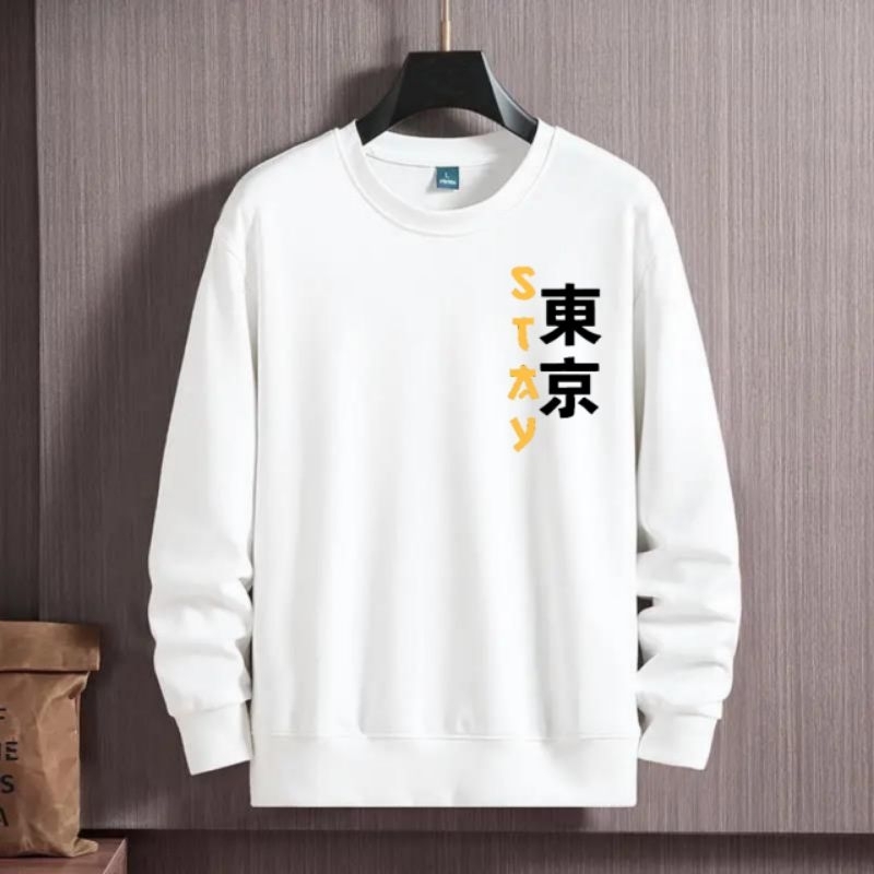 Sweater pria atasan lengan panjang baju kaos pria baju cowok STAY CINA