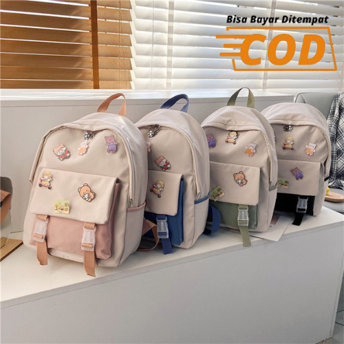 BA2311  Bisa COD Tas Ransel Import anak sekolah SD SMP SMA kartun pin ukuran besar Ransel Anak Ala Korea Style Import terlaris