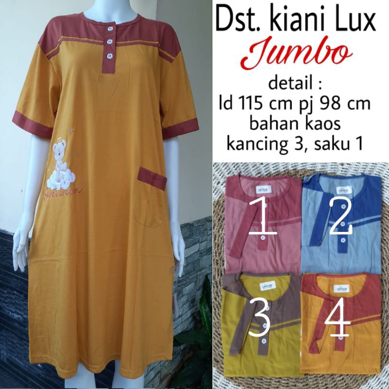 Daster ibu jumbo lux bahan kaos/ baju tidur adem