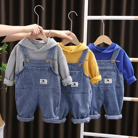 Setelan Anak Motif kodok warna mustard, grey dan denim biru lucu usia 6 bulan - 5 tahun premium