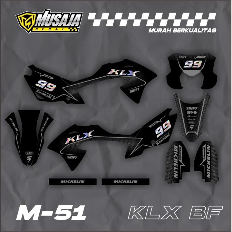 Decal stiker KLX bf full body hitam abu simple kombinasi hologram