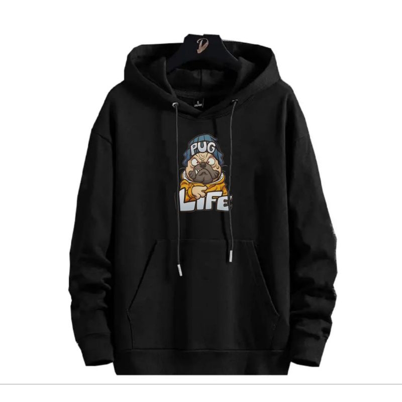 Hoodie pria Hoodie PuG LIFE Hoodie fleece Sweater santai Hoodie Jacket