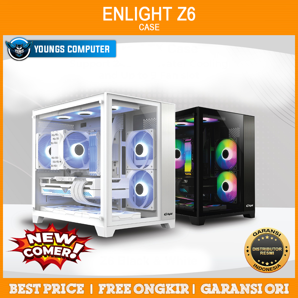 CASING ENLIGHT Z6 BLACK + 3 Fan F123 Auto RGB 6pin - Tempered Glass