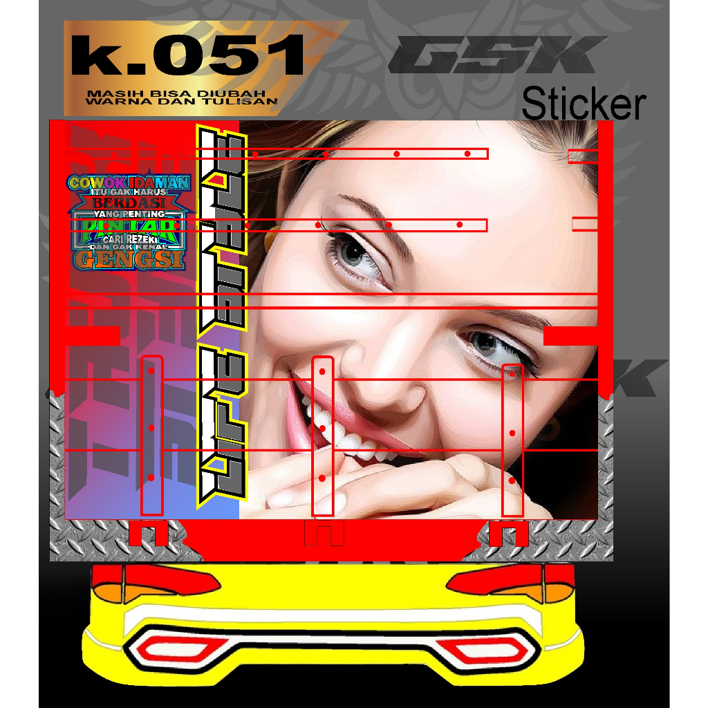 Stiker Decal Bak Belakang Truk Canter Stiker Bak Truk Giga Stiker Decal Bak k.051