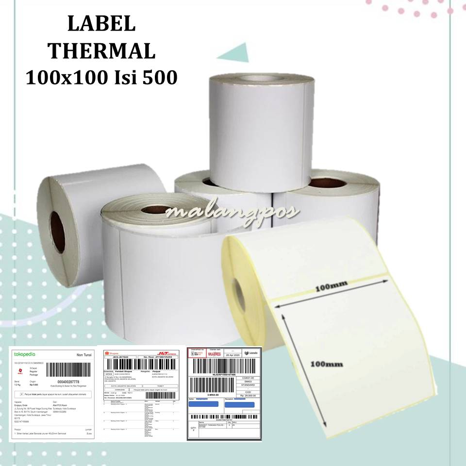 Label Thermal 100x100 Kertas Sticker Stiker Resi Shopee Olshop Printer Xprinter Isi 500 PCS