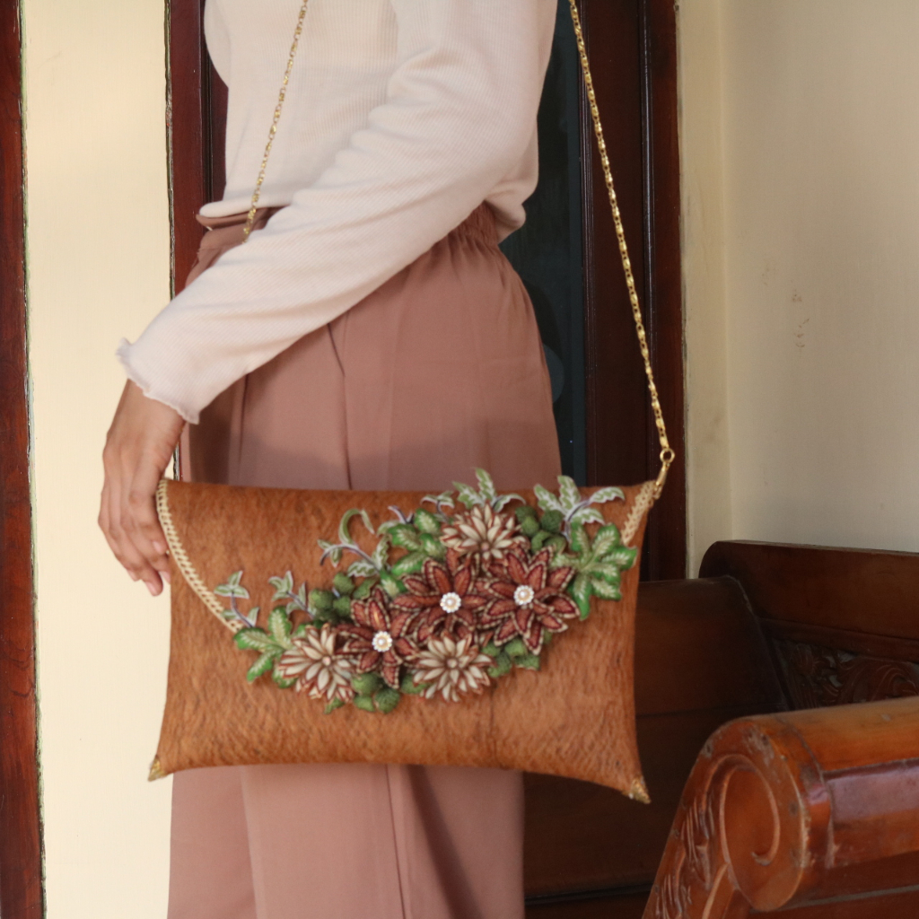 Tas Wanita Slingbag Sospeso Brown Bag / Tas Selempang Wanita / Kulit Kayu / Natural / Unik / Tas Cantik Formal Nonformal