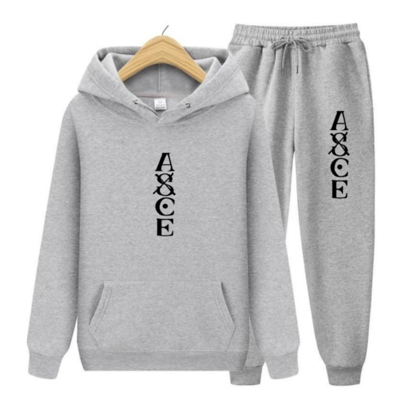 Set hoodie jogger pria jaket pria celana panjang joger cowok dewasa ASCE