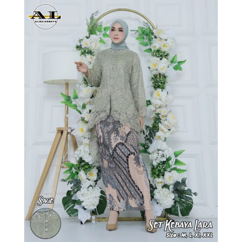 Setelan Kebaya Lara Warna Sage / Kebaya Wisuda / Kebaya Modern / Kebaya Masakini