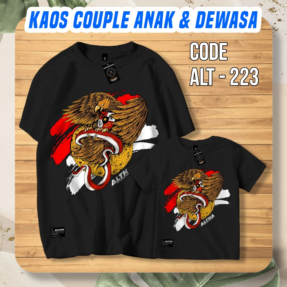 (COD) KAOS GARUDA COUPLE ANAK &amp; DEWASA HITAM ALTHA EDISI KEMERDEKAAN || KAOS DISTRO ANAK AGUSTUSAN 1-14 TAHUN