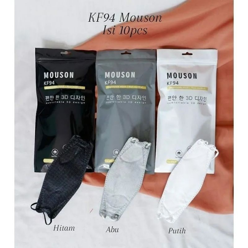 BELLA - MASKER KF94 MOUSON HITAM - PUTIH - GREY - MEDICAL GRADE - IZIN KEMENKES RI