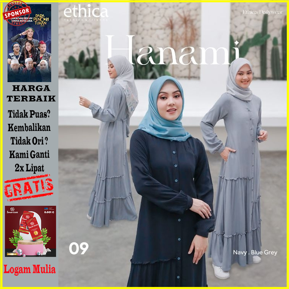 Ethica Hanami 09 gamis terbaru 2023 wanita remaja korean style