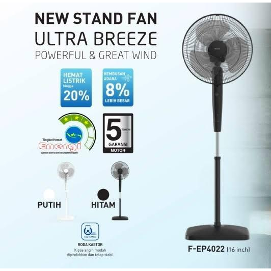 Panasonic Stand Fan F-ES4022 / Kipas Angin Berdiri 16&quot; + Timer FES4022 Ultra Breeze