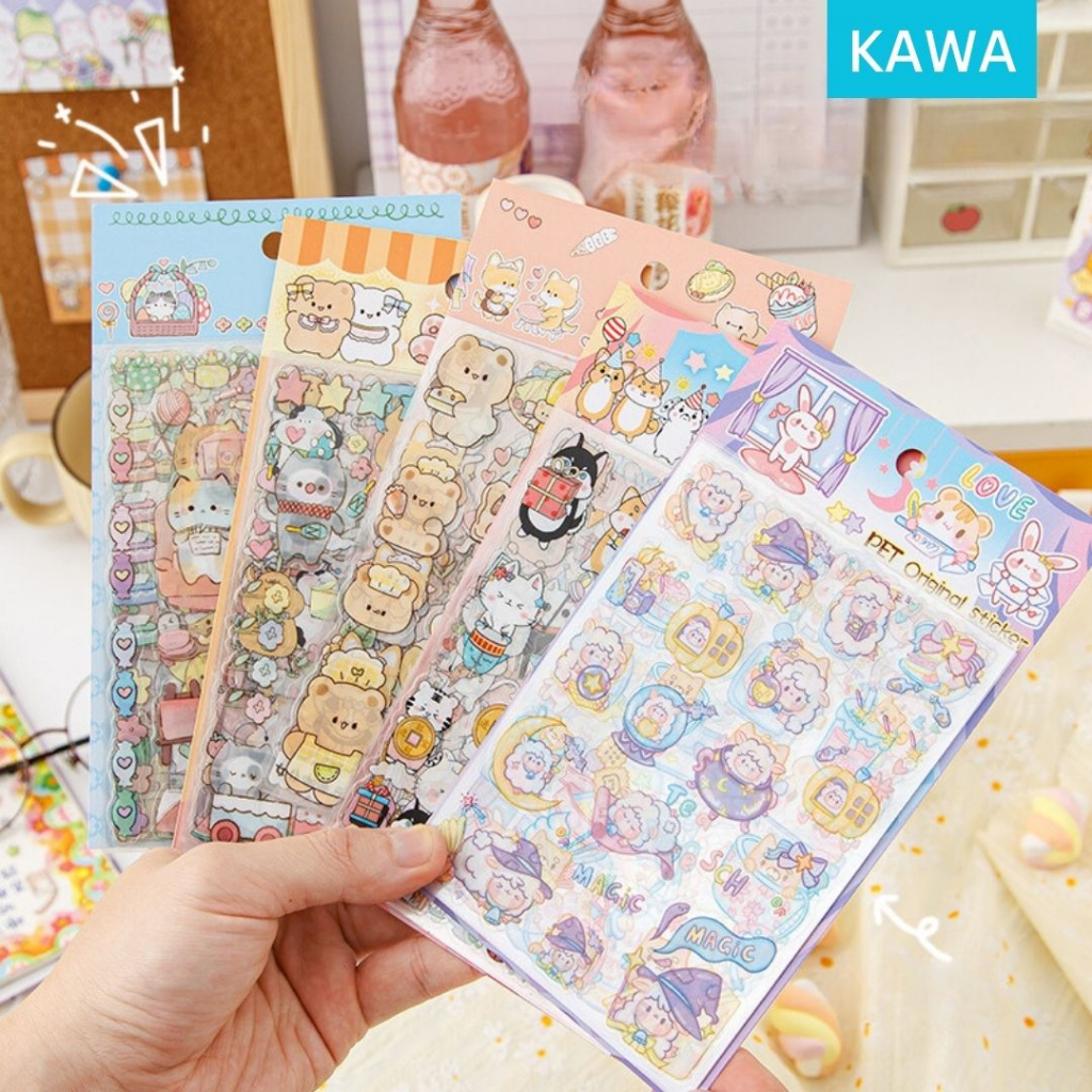 

KAWA Stiker Motif Kartun Korea Lucu Anti Air isi 8 Lembar Dekorasi Handbook Scrapbook DIY kartun tahan air PET