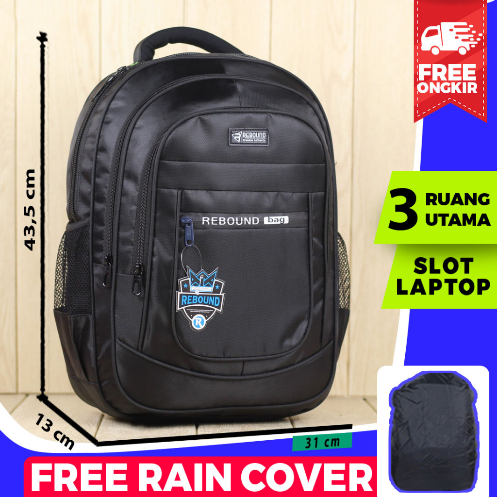 Tas Kantor Punggung Backpack Laptop Tebal Ransel Laptop Distro Rebound Bag Hitam Sekolah Tas Punggung Nyaman Di Punggung Tebal Kuliah Ransel Polo Termurah Free Raincover