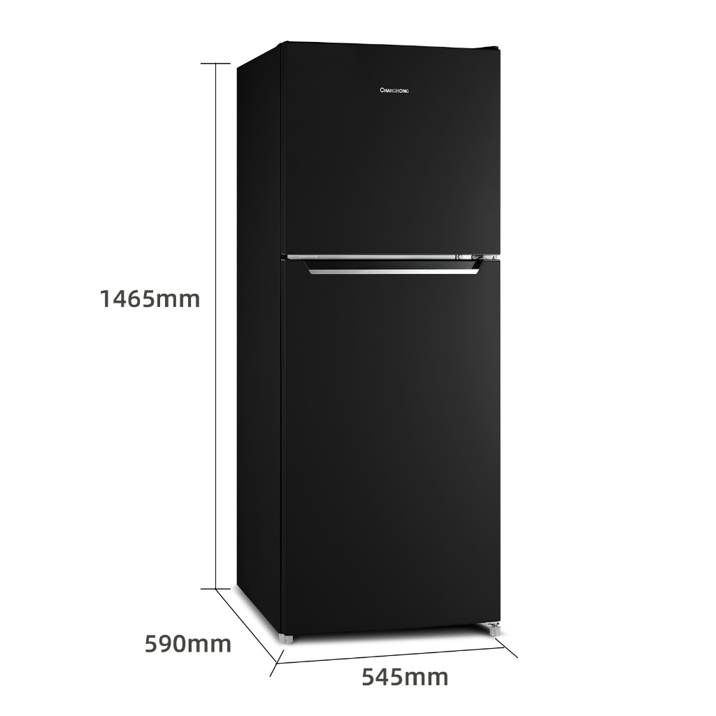 Changhong Kulkas 2 Pintu  (Refrigerator) kulkas Inverter No Frost tanpa Bunga Es Lemari Es Kapasitas 220 Liter FTM285NIB - Black (kulkas anti bunga es) ( kulkas design minimalis) ( kulkas penghematan hingga 47 %) ( Kulkas Tempered Glass)