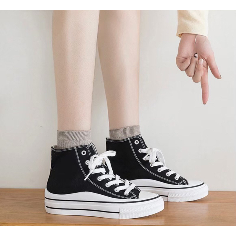 AVANCEID 1896 1900 Sepatu Sneakers Boots Wanita Sekolah Kerja Canvas Putih Hitam Import