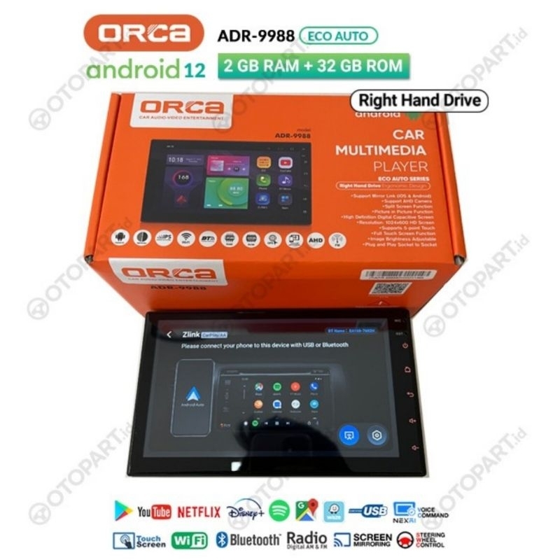 Head Unit Android 7 inch ORCA ADR 9988 Soket UNIVERSAL