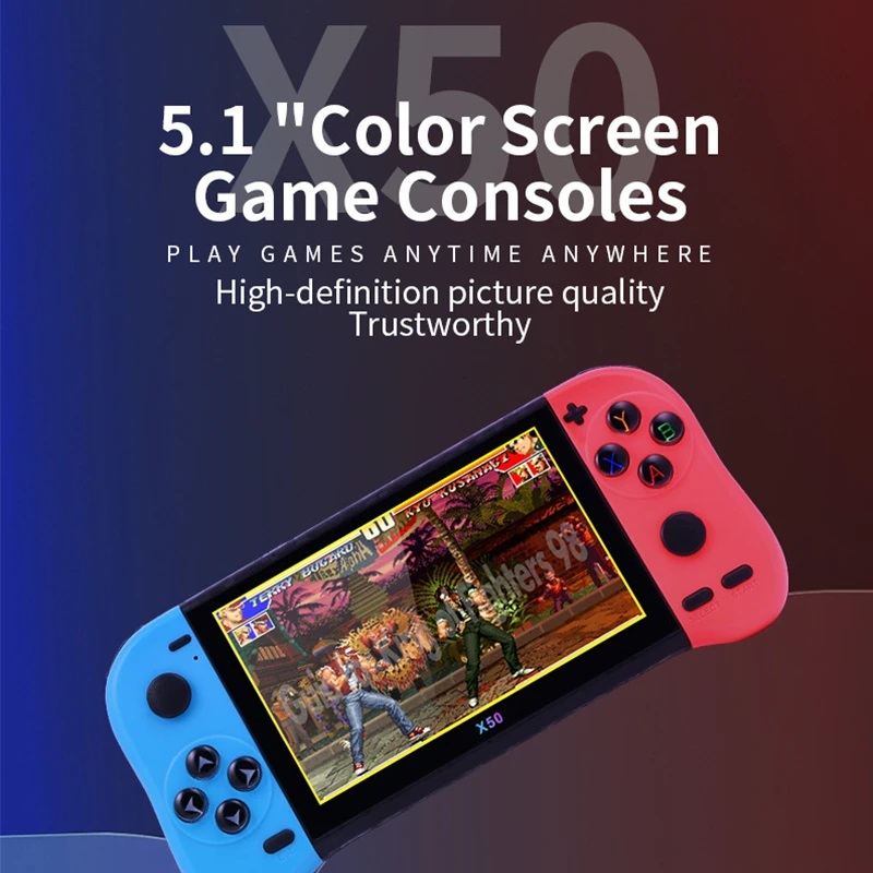 New Arrival X50 X50 MAX Handheld Game Player 5.1 inch H-D Screen Retro Video Game Console Built in 6800+ Games Support TV Output