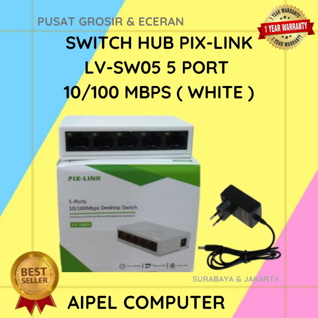 PIXLINK5 | SWITCH HUB PIX-LINK LV-SW05 5 PORT 10/100 MBPS ( WHITE )