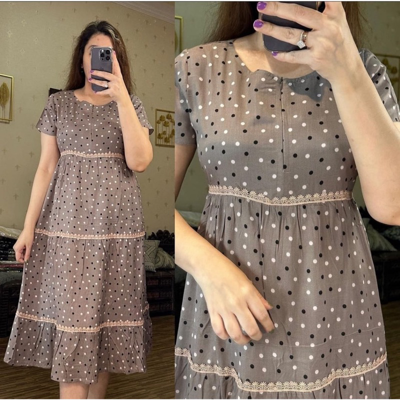 Daster Arab Teby TUNIK POLKA &amp; TUNIK FLOWER Dress Bawah Lutut