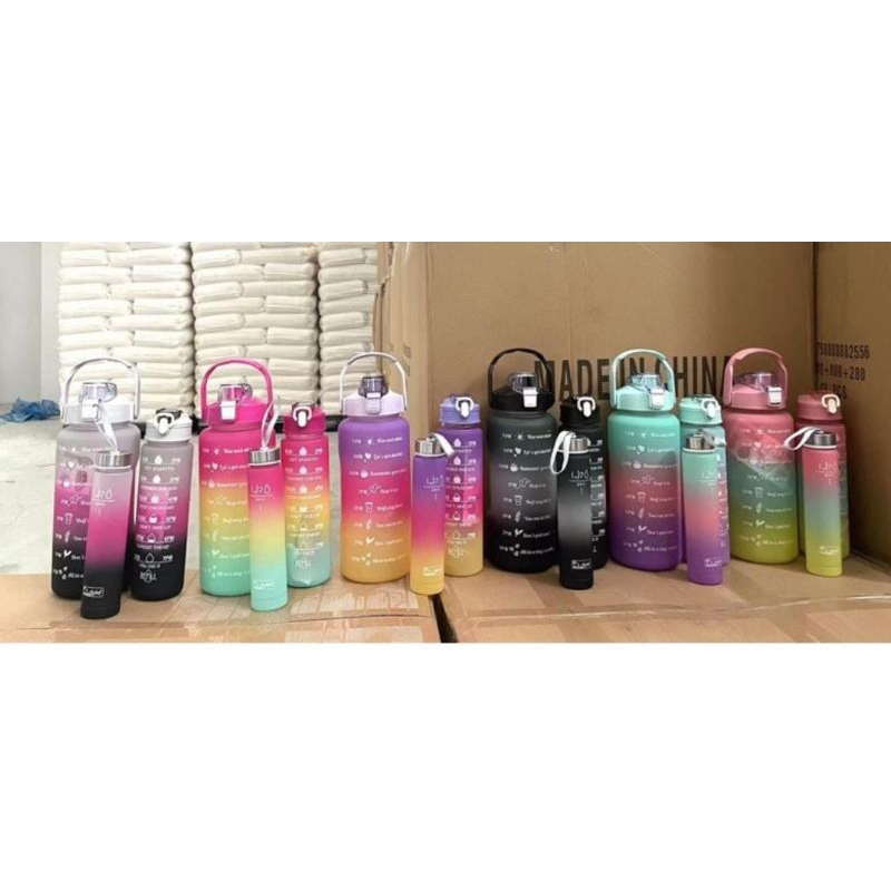Botol minum gradasi viral botol 2liter 1liter 3in free sedotan Random