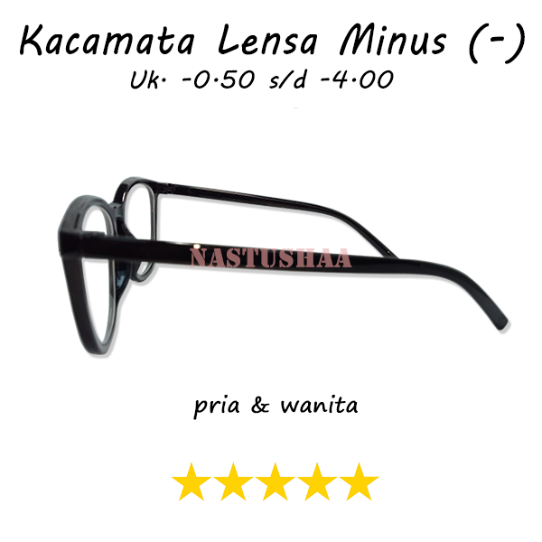 Kacamata Minus Model Oval Oversize Tersedia Ukuran -0.50 s/d -4.00 Frame Hitam Bahan Plastik  FREECASE