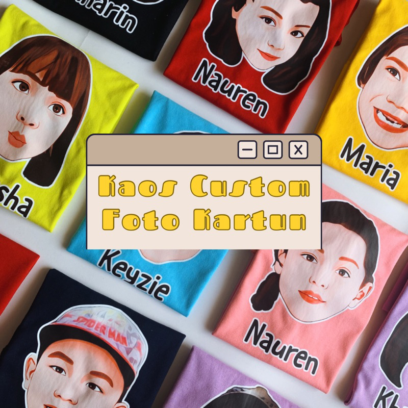 Kaos Anak Custom Foto Kartun SIze S M L XL