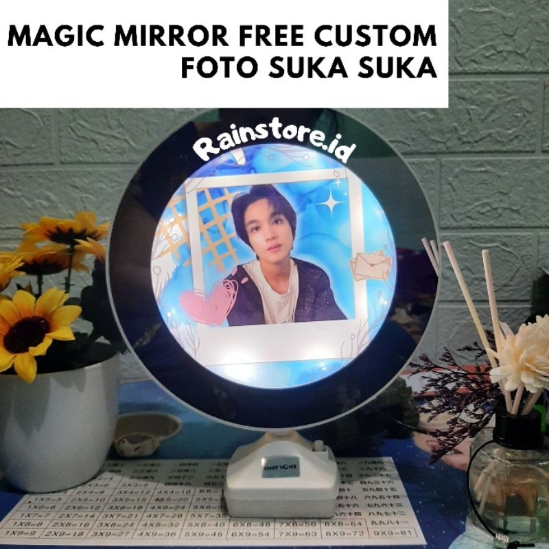 CERMIN KACA JAM MAGIC CERMIN FOTO CUSTOM HADIAH WISUDA, ULANGTAHUN