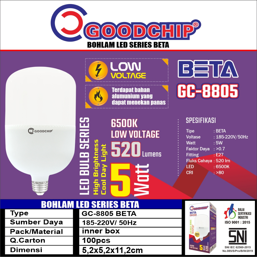 Bohlam LED Goodchip Series BETA GC-8805 5 WATT