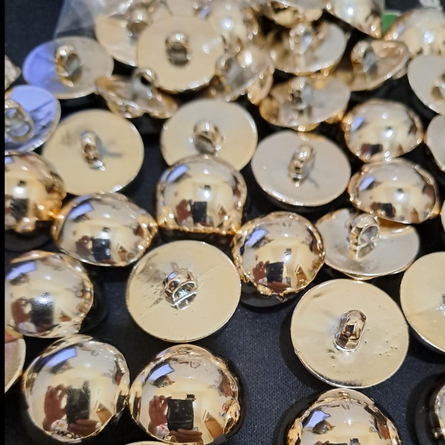 12 PCS KANCING JAMUR POLOS TIMBUL GOLD 22 MM / 2,2 CM