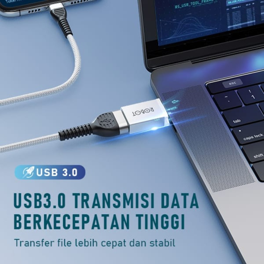 ROBOT OTG Adapter Konverter USB Type C Male ke USB 3.0 Female RT-OTG04