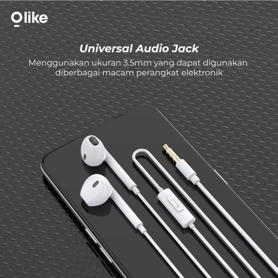 OLIKE E15 HEADSET HANDSFREE 3.5MM WIRED EARPHONE MIC ANDROID IPHONE LAPTOP