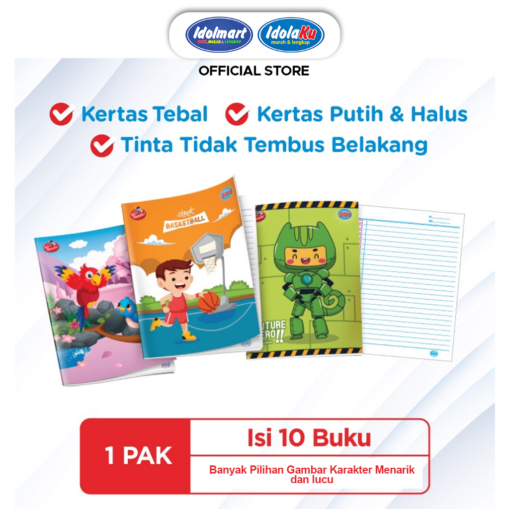 

IDOLMART Buku Tulis SIDU isi 58 Lembar - 1 pack isi 10 Buku