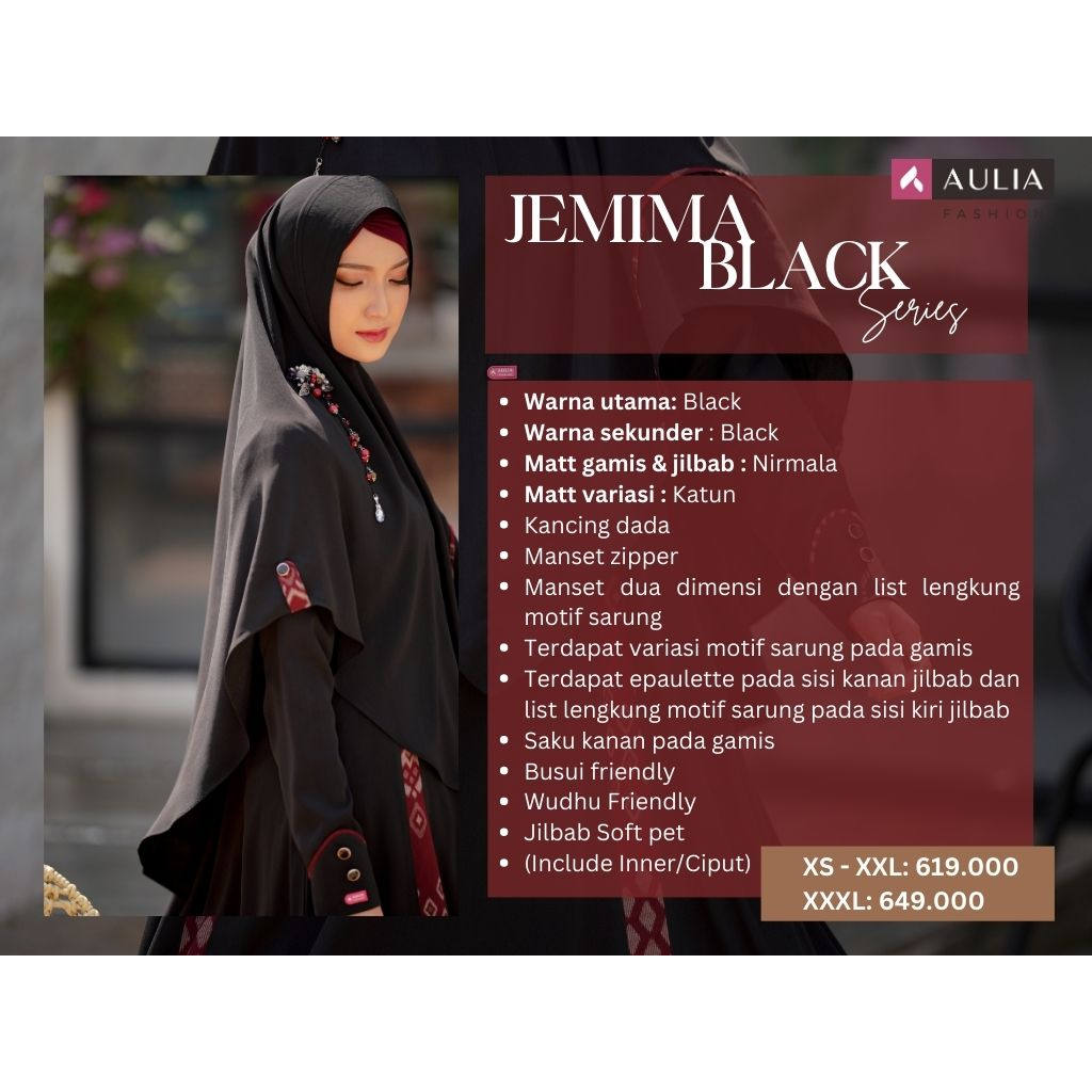 SET GAMIS AULIA FASHION JEMIMA BLACK SERIES