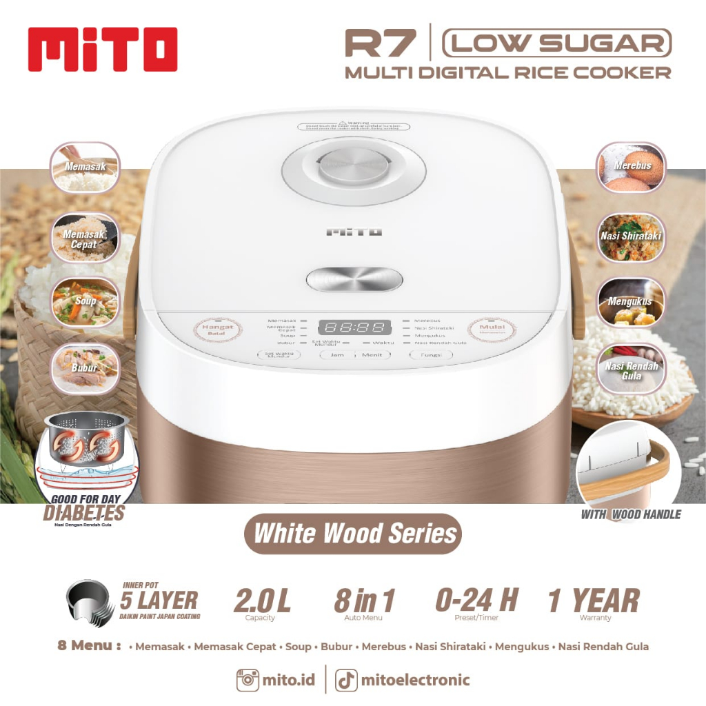 MAGIC COM MITO R7 LOW SUGAR MULTI DIGITAL RICE COOKER GARASNI RESMI