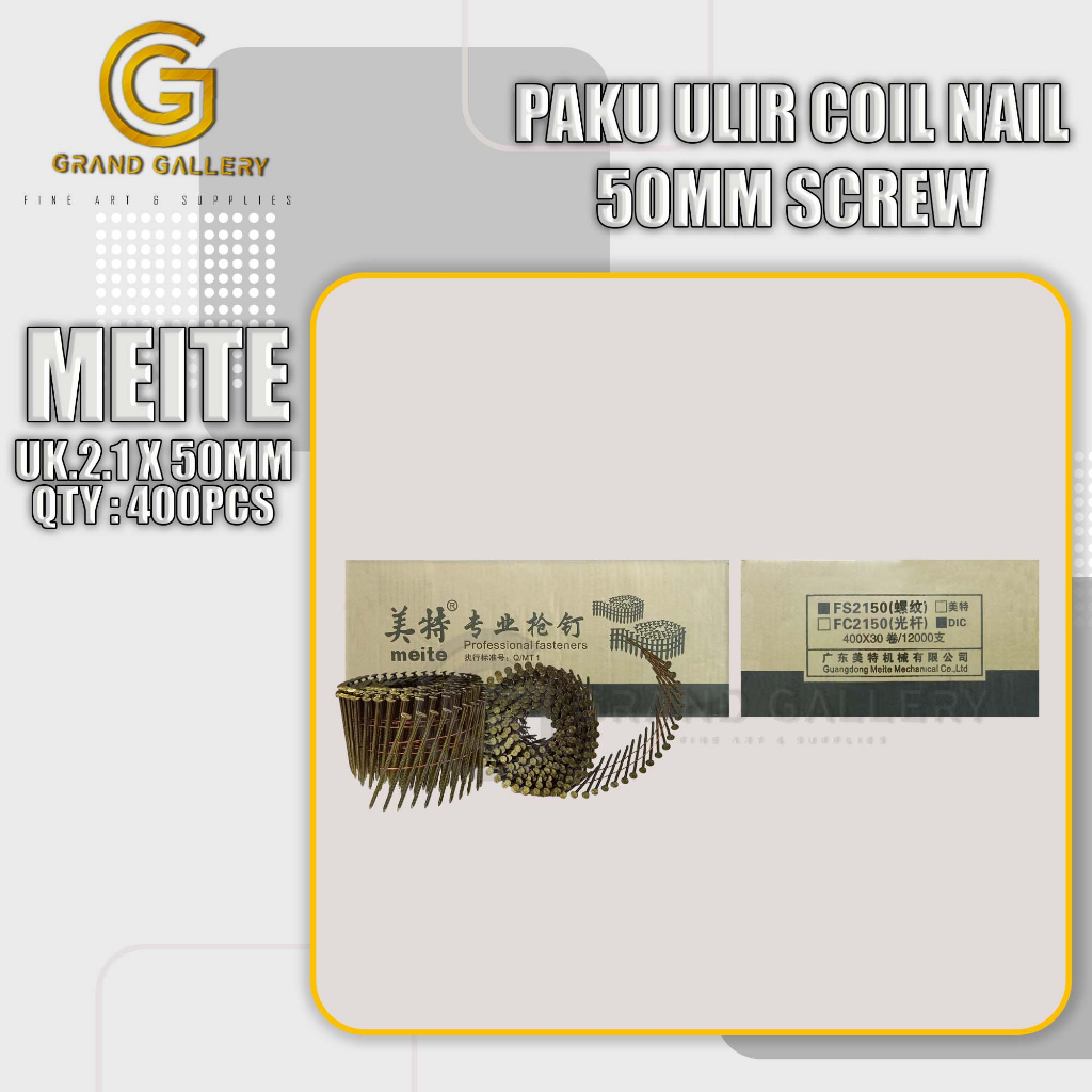 

PAKU PALET / PAKU PALLET / COIL NAIL 2.1x50 MM ULIR SCREW 400PCS/ROLL
